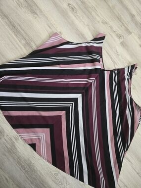 Lane Bryant Pink Black White Striped Sleeveless Blouse